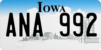 IA license plate ANA992