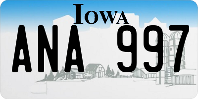 IA license plate ANA997