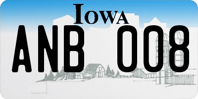IA license plate ANB008