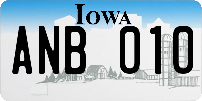 IA license plate ANB010