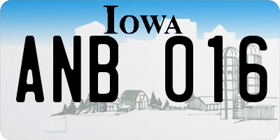 IA license plate ANB016