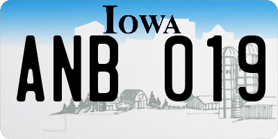 IA license plate ANB019