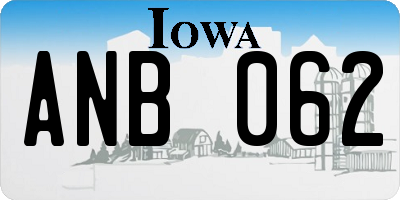 IA license plate ANB062