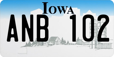 IA license plate ANB102