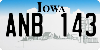 IA license plate ANB143