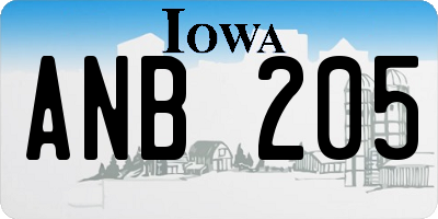 IA license plate ANB205