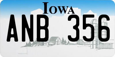 IA license plate ANB356