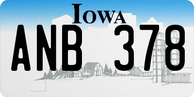 IA license plate ANB378