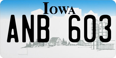 IA license plate ANB603