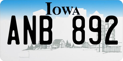 IA license plate ANB892