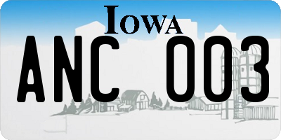 IA license plate ANC003