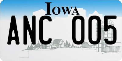 IA license plate ANC005