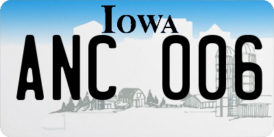 IA license plate ANC006