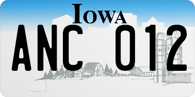 IA license plate ANC012