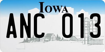 IA license plate ANC013