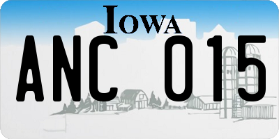IA license plate ANC015