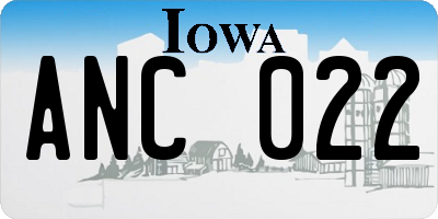 IA license plate ANC022