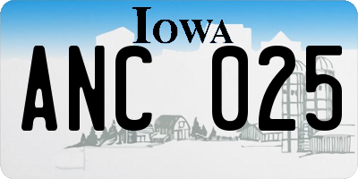 IA license plate ANC025