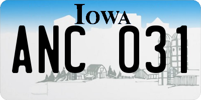 IA license plate ANC031
