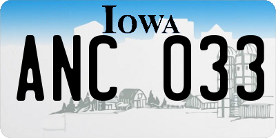 IA license plate ANC033