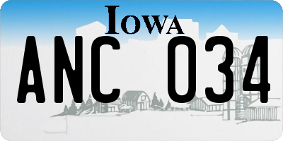 IA license plate ANC034