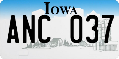 IA license plate ANC037