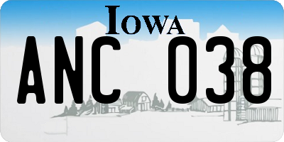 IA license plate ANC038