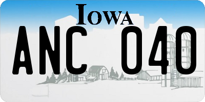 IA license plate ANC040