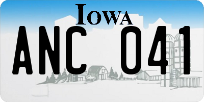 IA license plate ANC041