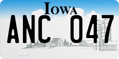 IA license plate ANC047