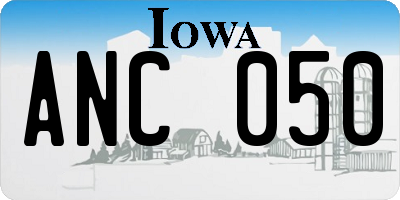 IA license plate ANC050