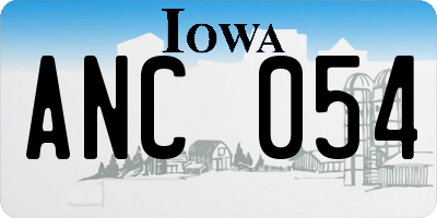 IA license plate ANC054