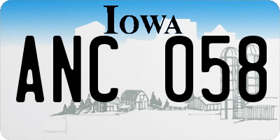 IA license plate ANC058