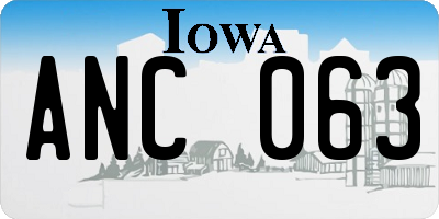 IA license plate ANC063