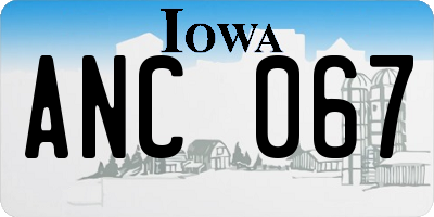 IA license plate ANC067