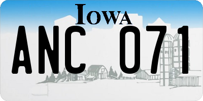 IA license plate ANC071