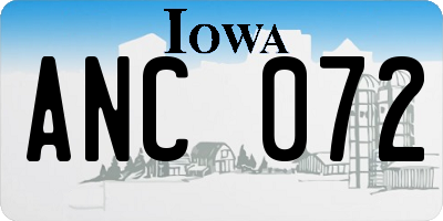 IA license plate ANC072