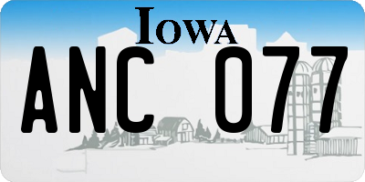 IA license plate ANC077