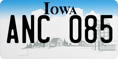 IA license plate ANC085