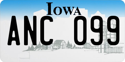 IA license plate ANC099