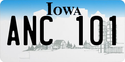 IA license plate ANC101