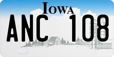 IA license plate ANC108