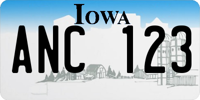 IA license plate ANC123