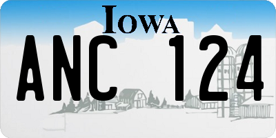 IA license plate ANC124