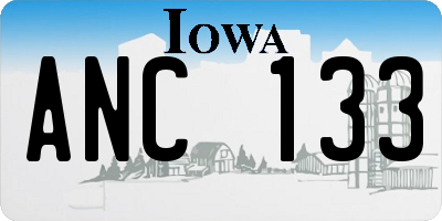 IA license plate ANC133