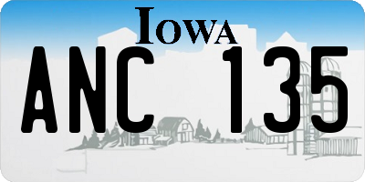 IA license plate ANC135
