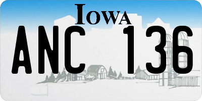 IA license plate ANC136