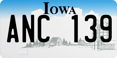 IA license plate ANC139