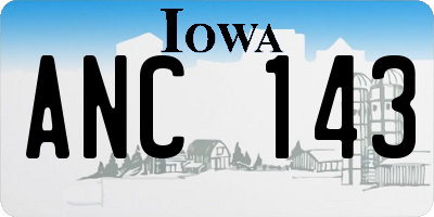 IA license plate ANC143