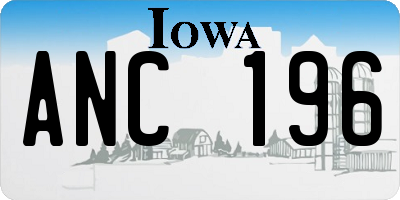 IA license plate ANC196